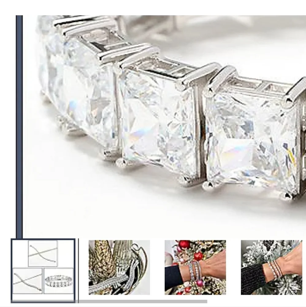 QVC 4mm Princess prong Set Diomonique .925 Bracelet (large) - Picture 4 of 7